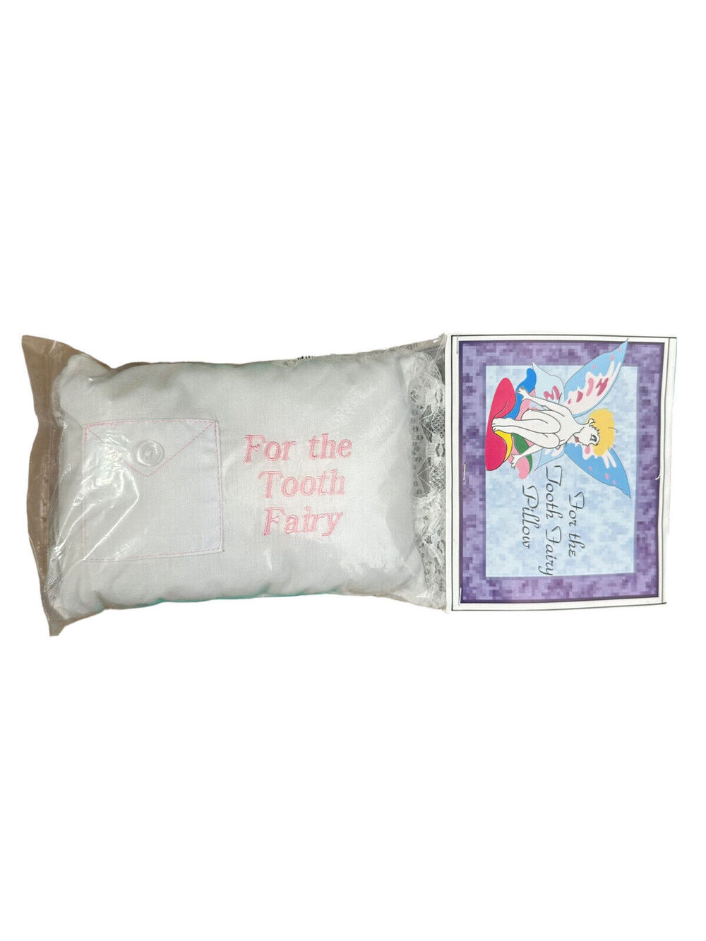 tooth fairy pillow pink embroidered